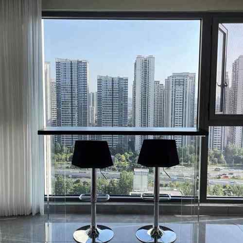 台现代简约SIM实木吧墙台桌亚力透明悬浮靠阳克酒吧休闲高脚桌椅