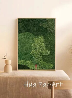 绿植装饰画客厅沙发背景墙大幅落地画房间玄关走廊挂画美容院壁画