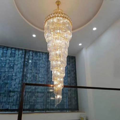 工水晶吊灯式楼大吊见描述复灯别墅挑高转旋楼梯酒店大堂大厅豪华