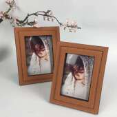 创意卧室梳妆台床头桌面 摆皮相框 样革板饰品 代间简约相框 现装