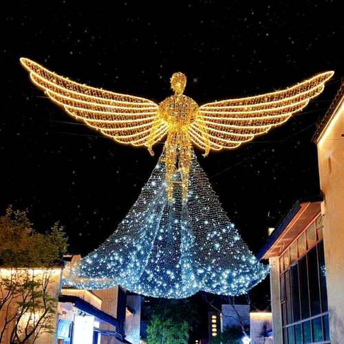 天使过街灯亮化户外大型商场墙体亮化灯饰画灯光天幕美陈制作