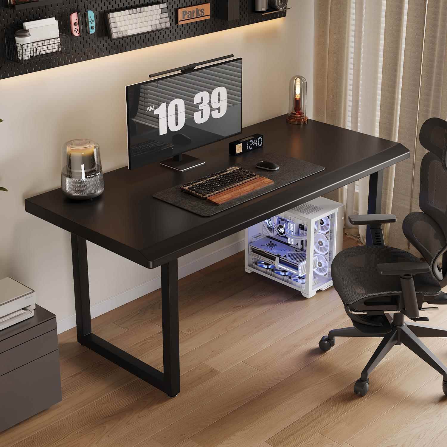 电竞实木桌实木电脑桌台式家用卧室书桌书架一体桌工作台写字桌子