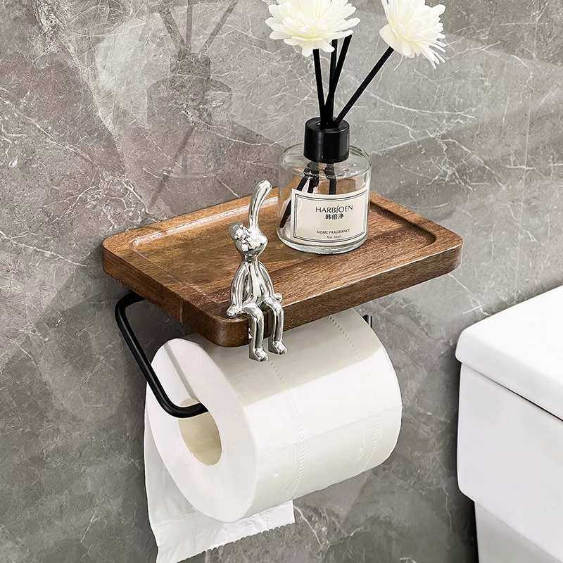 卫生间浴室卷纸置物架高级感轻奢北美黑胡桃木质实木纸巾置物架,收纳整理,纸巾架,淘宝优惠券,粉丝福利购,淘宝优惠卷