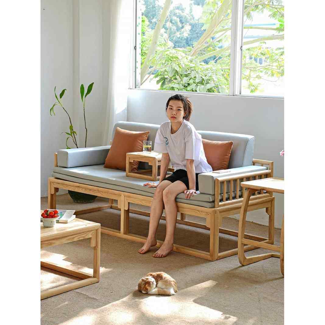 罗汉床新中式实木推拉床科技布沙发床折叠两用小户型现代简约床榻