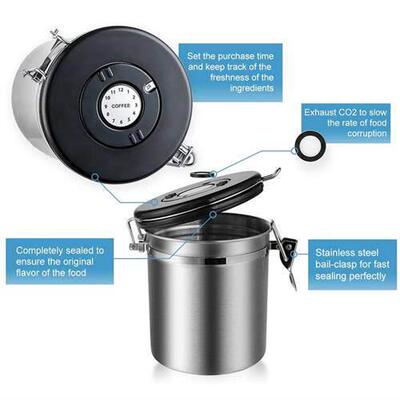 Stainless Steel Airtight Coffee Container Storage Canister S