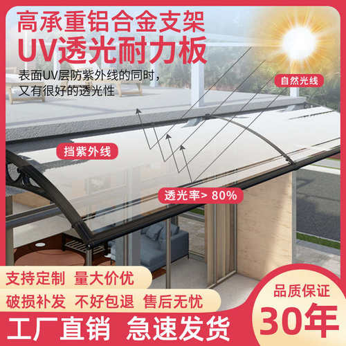 铝合金雨棚支架屋檐挡板门头上阳台窗户家用户外透明遮雨搭防飘雨