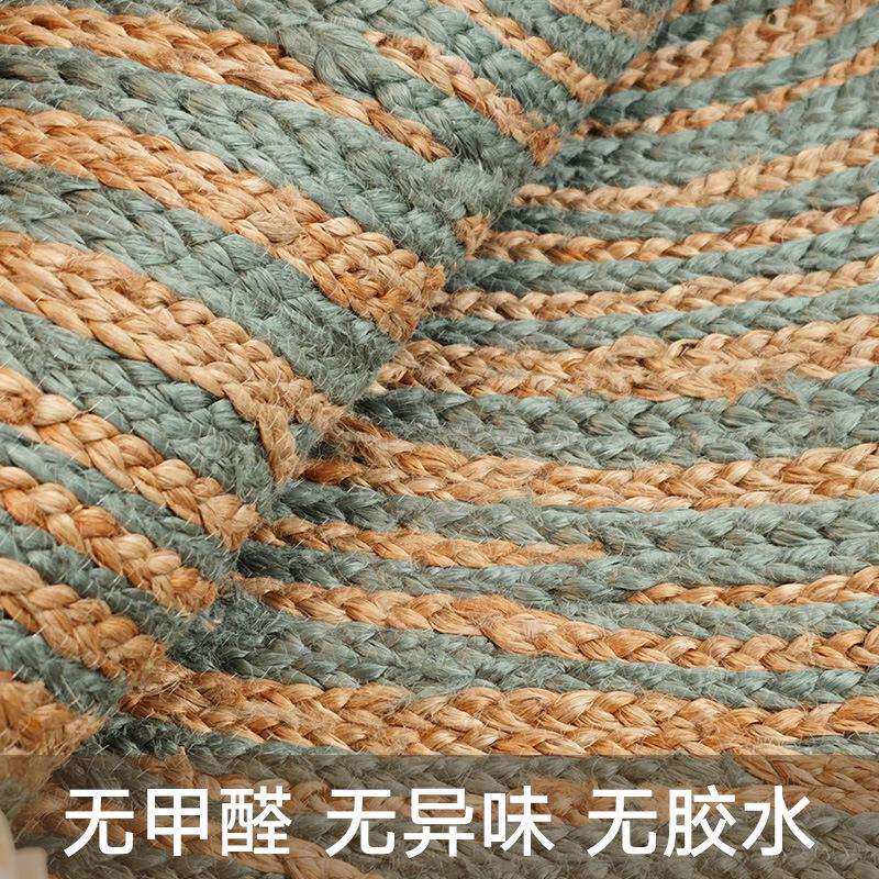 美式轻奢彩色机织黄麻地毯家用客厅沙发卧室阳台床边地垫无胶地毯