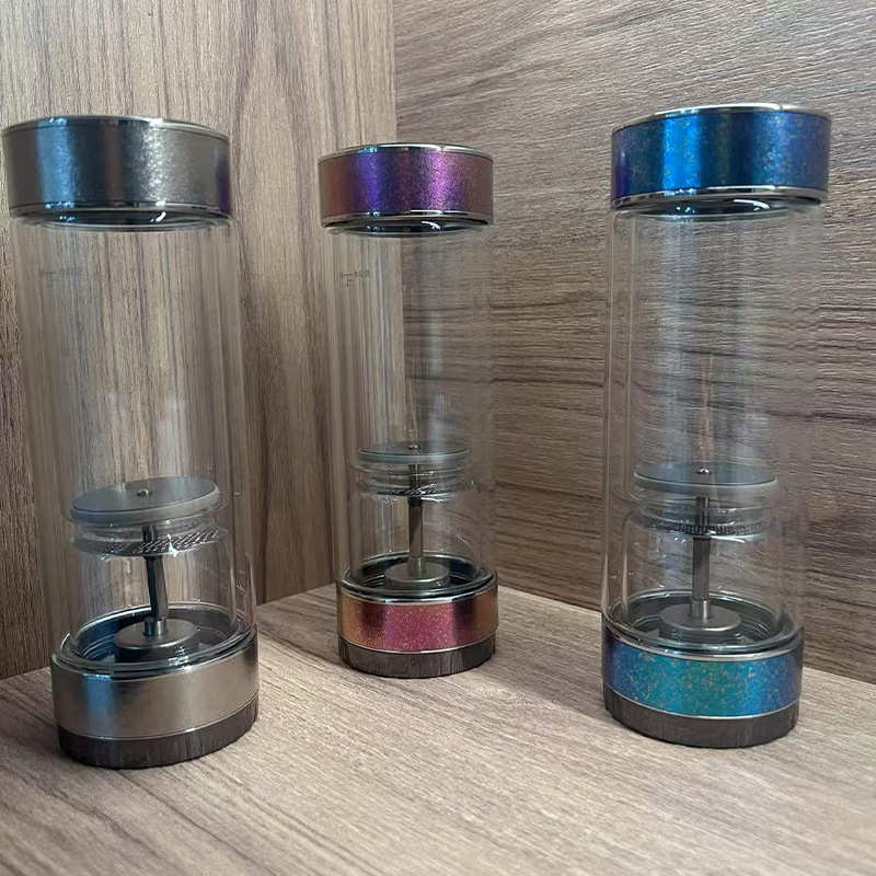 新款高硼硅玻璃钛水杯加厚玻璃水杯茶水分离杯玻璃钛杯双层水杯
