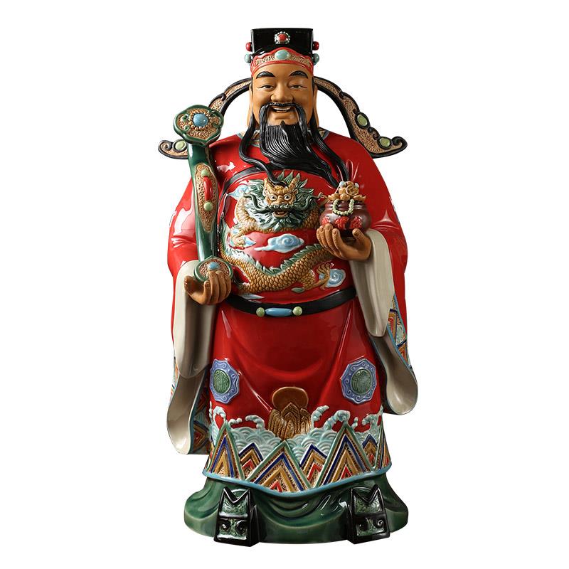 正品厅财神爷佛像瓷摆件家用办公室店铺开业设家陶居玄摆关客中式