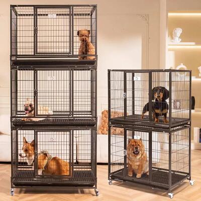 2 Pack Three Levels 36 Inch Dog Crate, Escape Proof Dog Cage