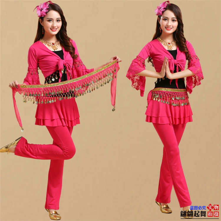 广场舞服装跳舞衣莫代尔新款披肩裤裙套装健身舞蹈团体秧歌舞蹈服