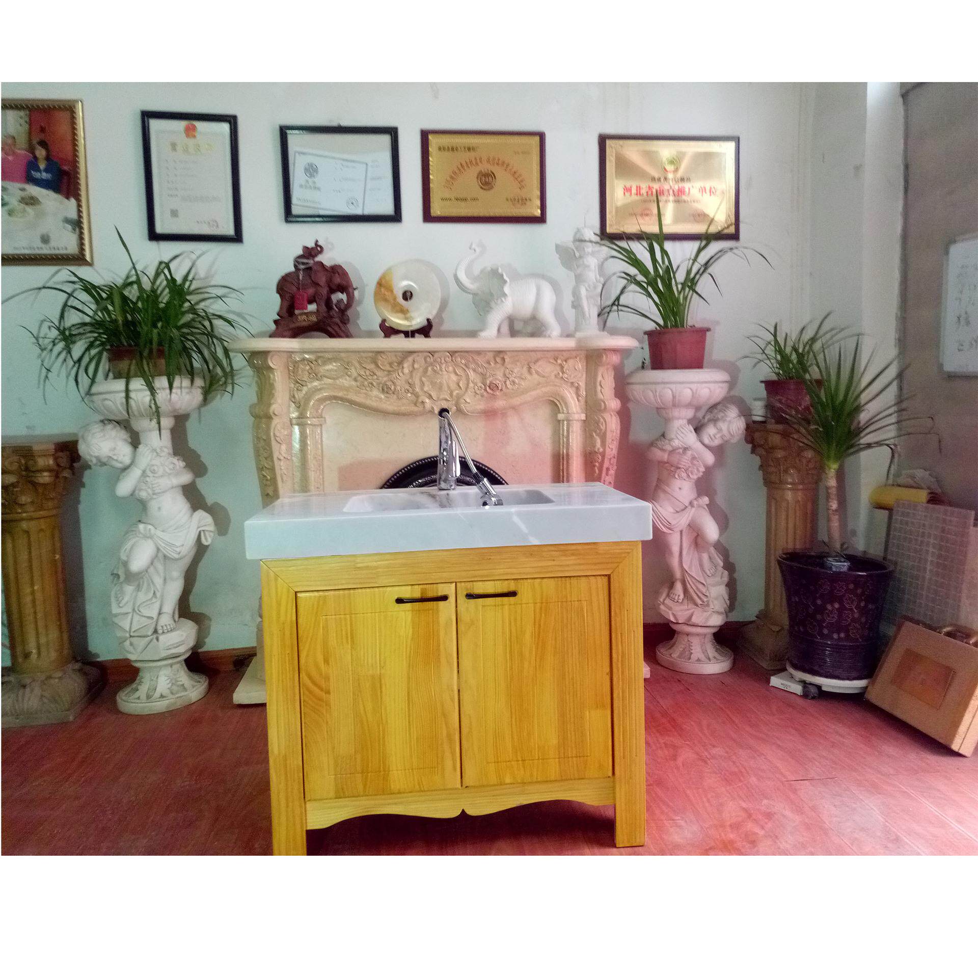 洗手盆柜体实木浴室柜组合大理石台面组合柜装饰小户型现代简约风