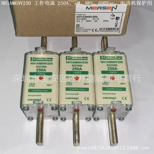 NH1AM69V250R227899熔断器250A、NH1、aM、690Vac、电动机保护