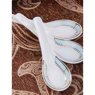 .小饭店汤汤勺喝家用餐陶瓷勺小勺搪瓷家庭汤匙厅瓷匙子米饭勺餐