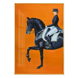 现代玄关装饰画轻奢软装壁画英伦风大尺寸餐厅马骑士北欧客厅挂画