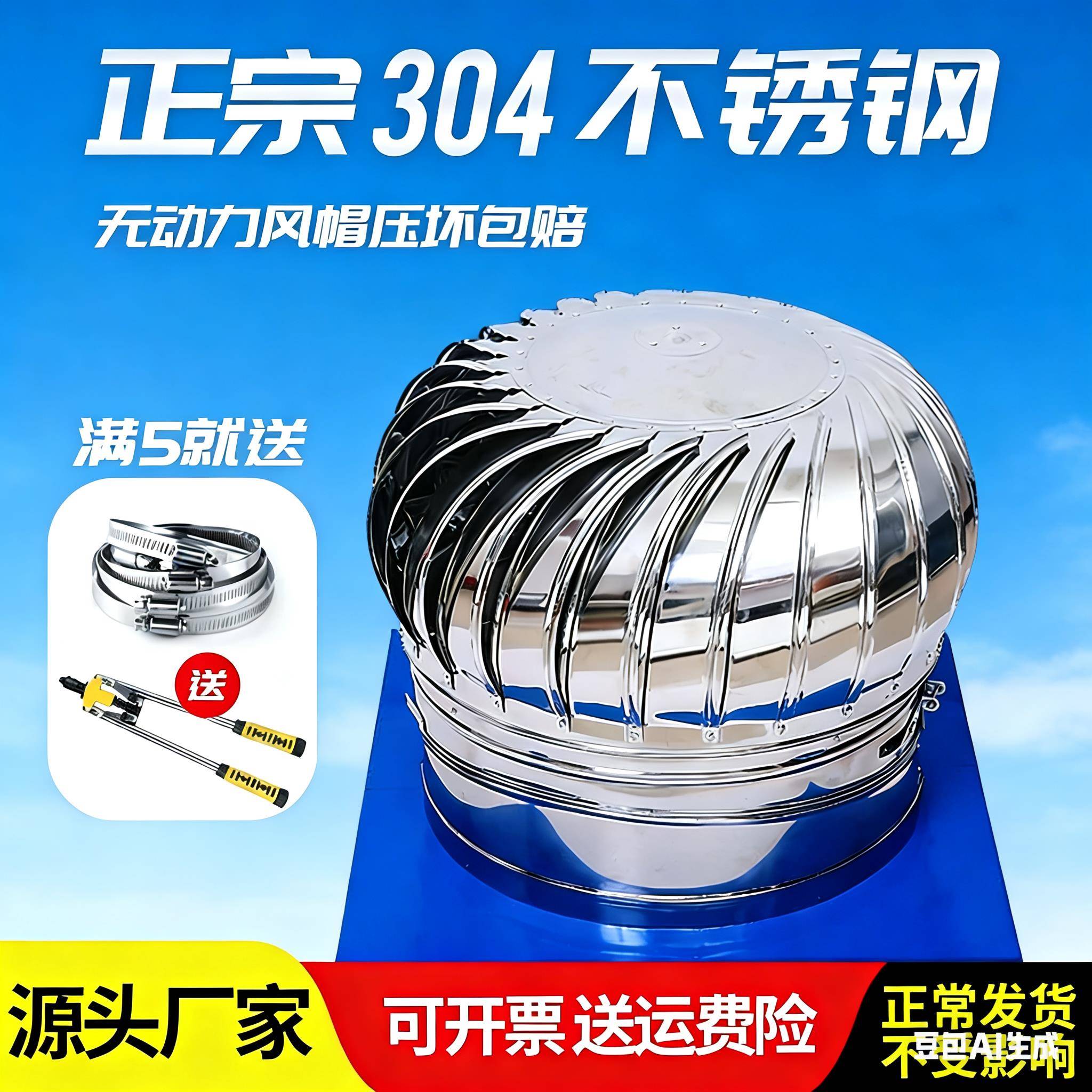 无动力风帽304不锈钢风球通风排烟器厂房养殖风机烟道防雨换风扇