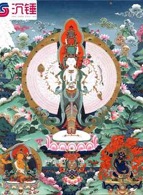 千手观音唐卡画像装饰画挂画西藏热贡手绘精品复制家居客厅玄关