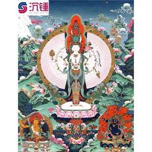 千手观音唐卡画像装饰画挂画西藏热贡手绘精品复制家居客厅玄关