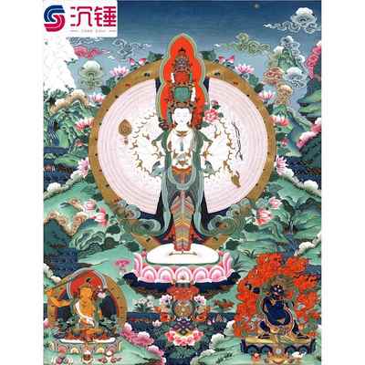 千手观音唐卡画像装饰画挂画西藏热贡手绘精品复制家居客厅玄关