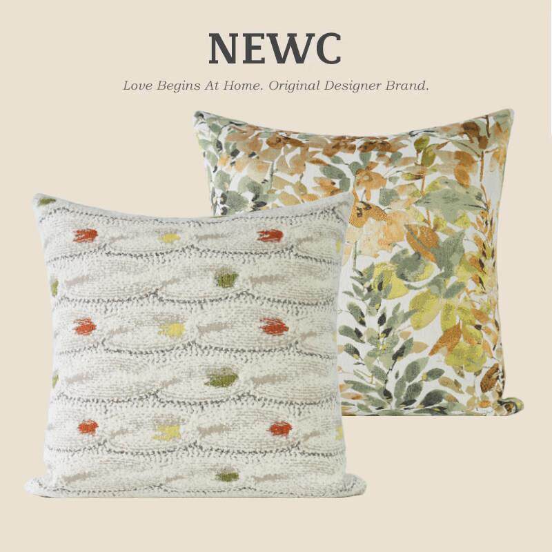 新陈友法式田园雪尼尔枕头客厅沙发凸窗植物枕头家可拆卸可清洗