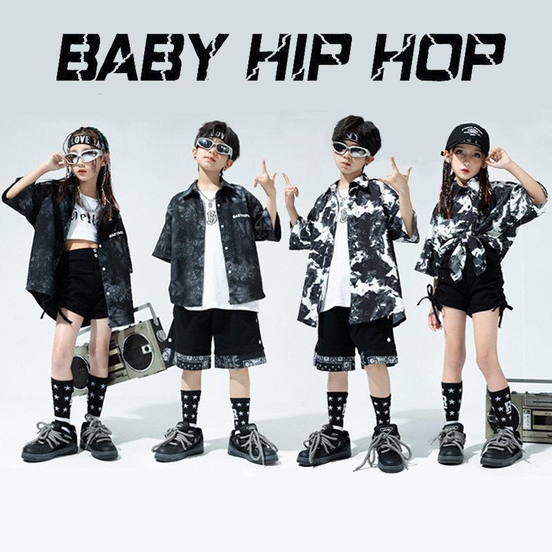 幼儿街舞潮服夏季男孩架子鼓表演服hiphop套装女孩爵士舞演出服装图片