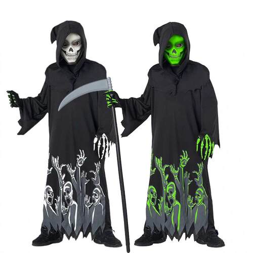 Glow Grim Reaper Skeleton Costume, Kids