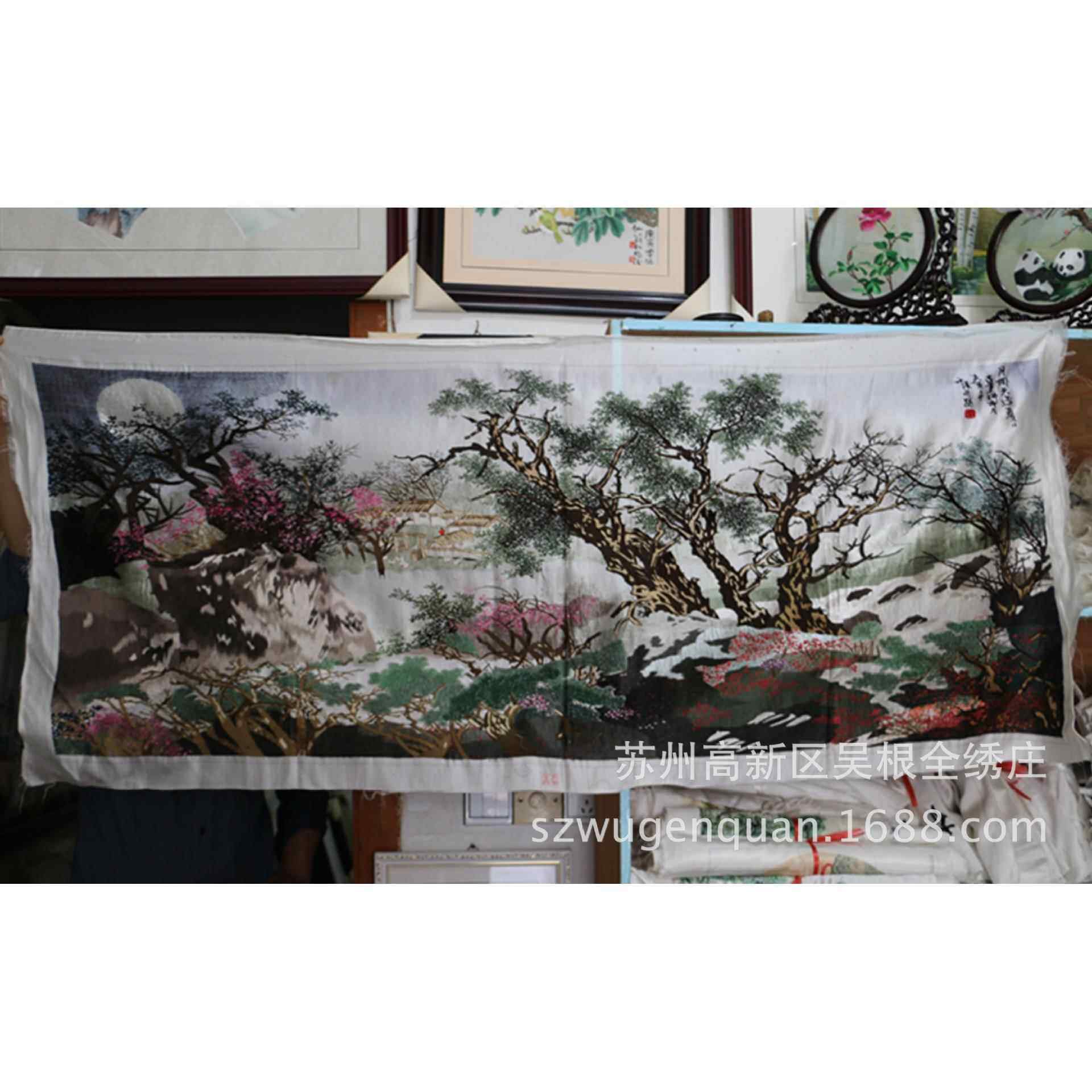苏绣绣片单面绣客厅办公室装饰画苏州手工刺绣风景画