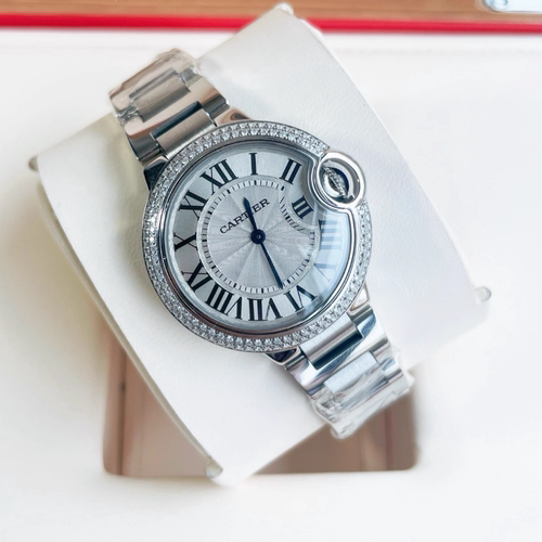 爆款98新 卡地亚蓝气球系列精钢石英手表33MM女表W6920084后镶钻