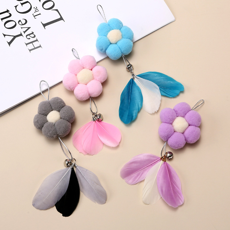 猫咪玩具花朵羽毛铃铛逗猫棒替换头自嗨解闷猫玩具猫用品宠物玩具