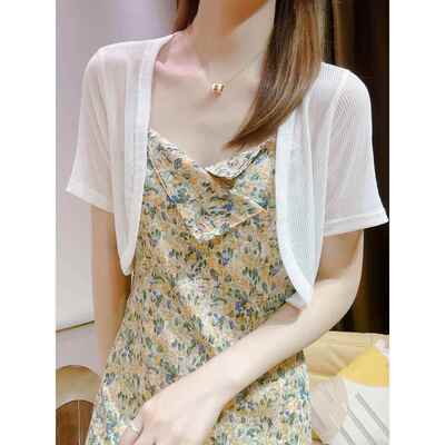 小马甲短袖上衣女式网眼开衫吊带裙披肩夏季裙0305r