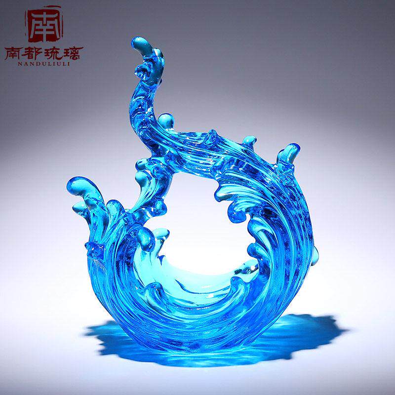 琉璃艺术品客厅办公室风生水起水晶摆件玄关招财高档乔迁新居礼物
