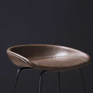 时尚酒店高岛简约轻无店椅4s商务谈判皮质吧台脚凳靠背椅创意台奢