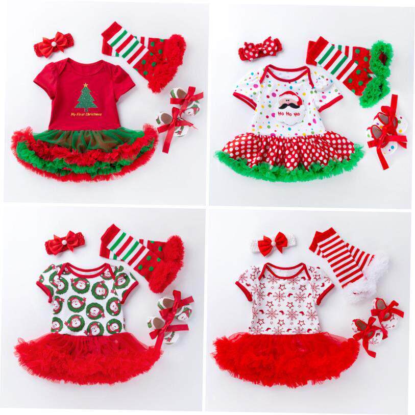 Christmas Baby Dress Set of 4圣诞节宝宝哈衣裙4件套卡通