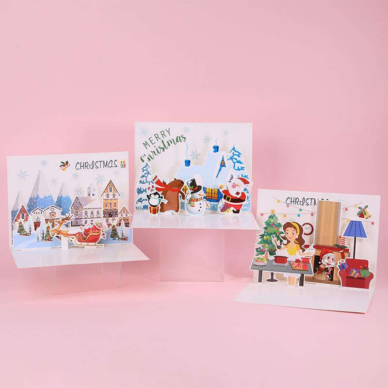 耶诞节贺卡立体手工diy材料包幼儿园送老师新年2021diy定制小卡片