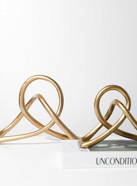 简约现代黑色树脂扭转绳结装饰摆件样板房客厅电视柜软装轻奢摆设