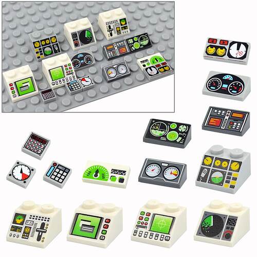 Moc Bricks Printed Meter 10Pcs Dash Board Control Center 1x2