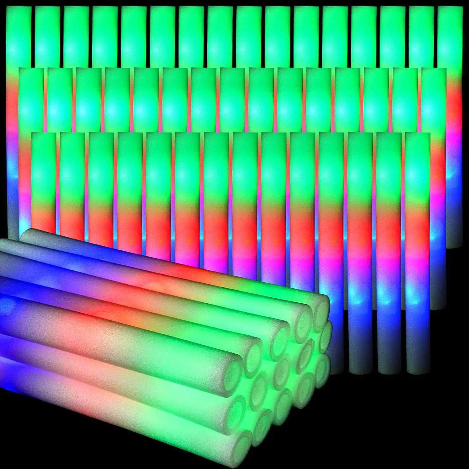 30Pcs Foam Glow Sticks with 3 Modes Colorful Led Flashing - 实物图