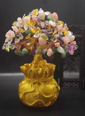 黄y0111水晶发财柜树摇钱树业摆件招财家居饰办公室桌电视酒柜开