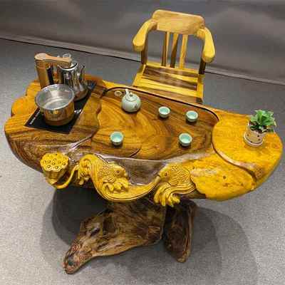 胡桃木根雕茶台实木树根茶桌原木功夫阳台小茶桌特色木头客厅茶几