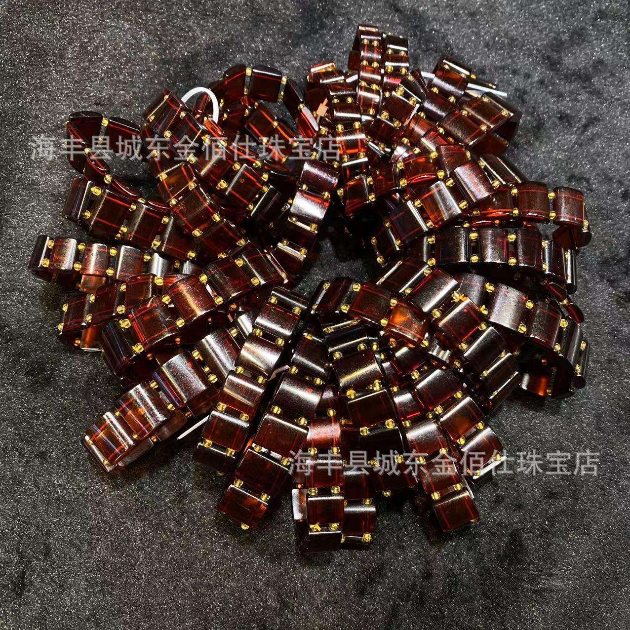 琥珀蜜蜡天然血珀手牌酒红色血珀手排