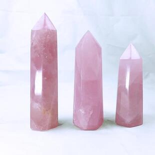 海水晶粉水晶六棱柱粉晶六东棱柱粉晶粉晶原LPG柱石打磨水晶柱