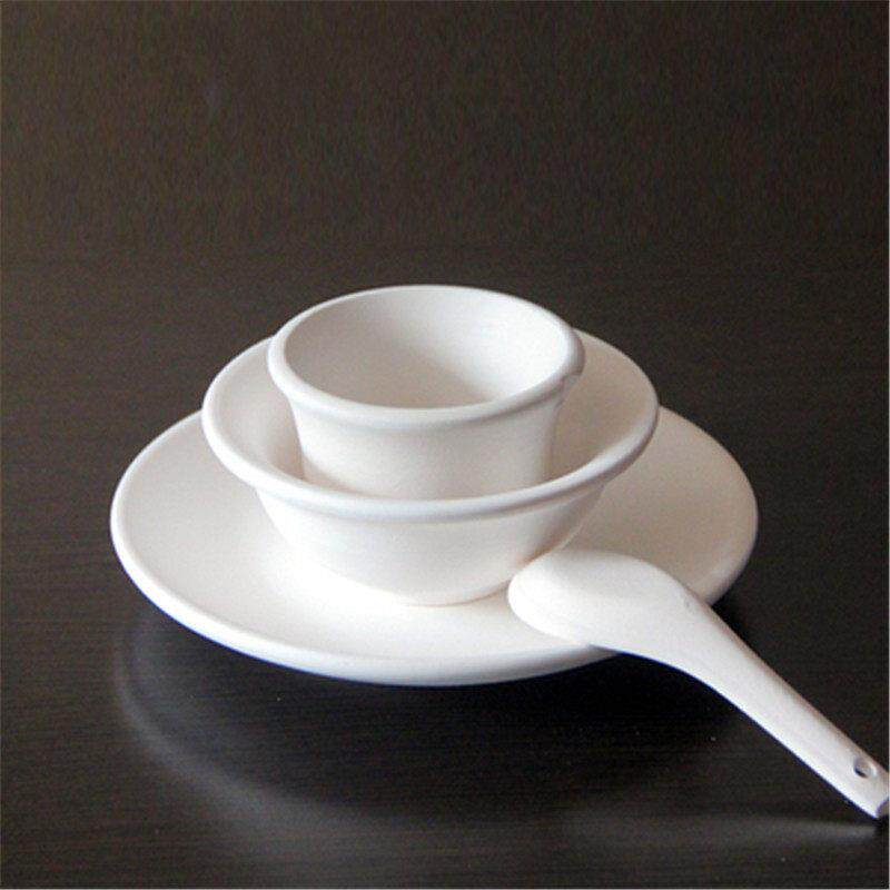 素坯 素坯餐具 素坯盘子碗茶杯汤勺4件套 半成品 陶艺陶吧diy绘画