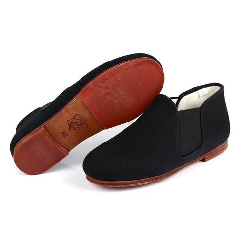 高档牛皮底礼服加呢高男棉鞋秋冬保帮暖羊毛毡绒京防滑老北布鞋二