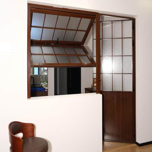 简古约厨房门折叠门室窗复中古风上古原木风内上下拉窗复推风推拉