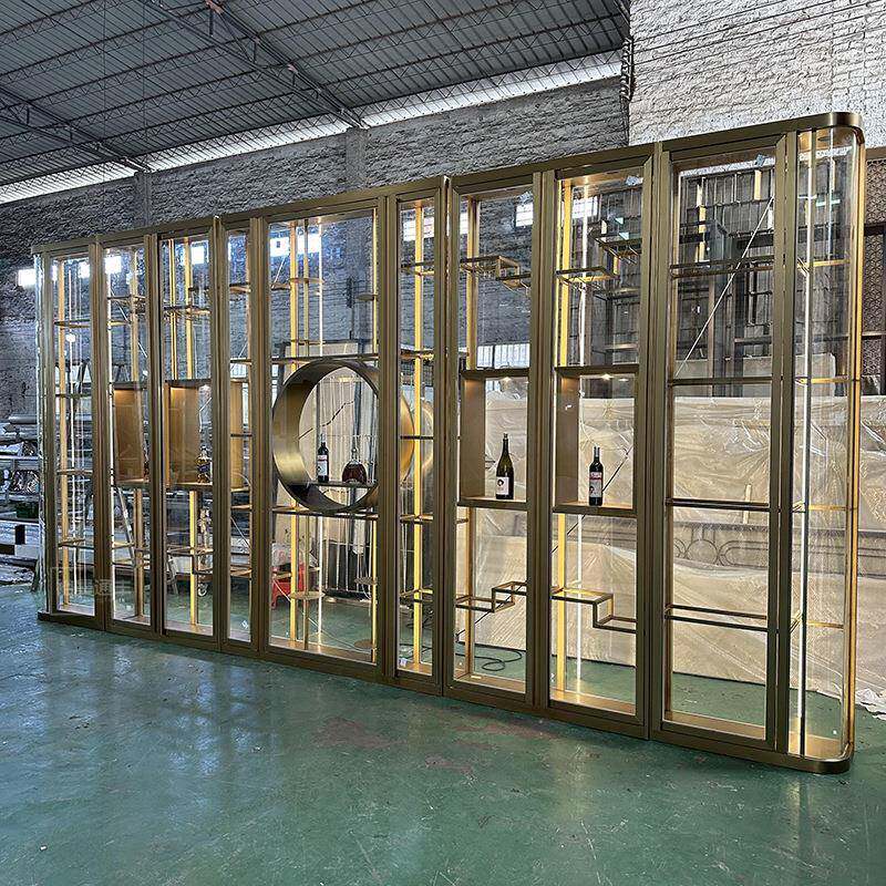 常不锈钢酒柜红酒合柜别墅YMTF23-4地下室示装饰展柜弧温形玻璃组