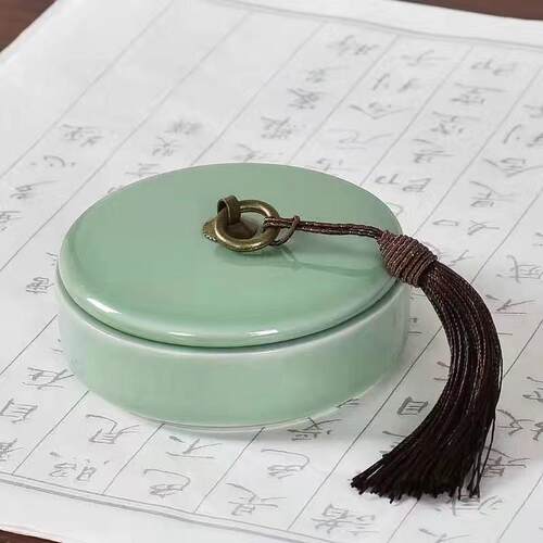 正品天一堂功能墨砚台池墨盒墨海墨碟架笔笔笔洗研墨哥窑冰裂铜环