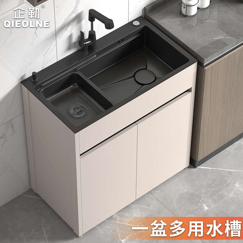商用厨房不锈钢水槽大单槽一体柜落地式洗碗池加深洗菜盆水池橱柜