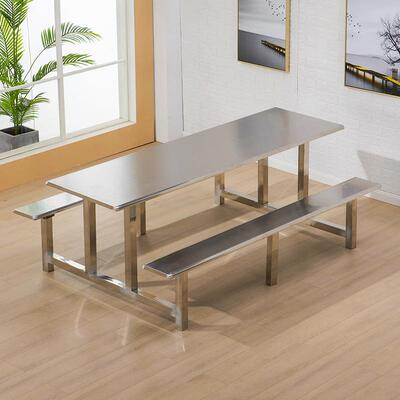 锈钢校食学堂餐桌椅工地工不SJK厂工学生快餐桌椅4职人6人8人位加