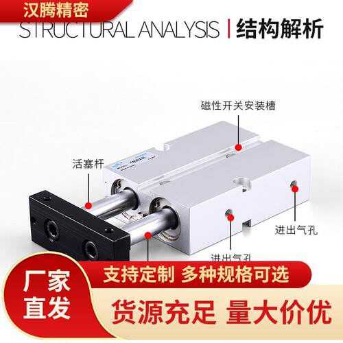 小型气动TDA双杆双轴气缸TN25/32*10X15X20X30X40X50/60/80X100-S