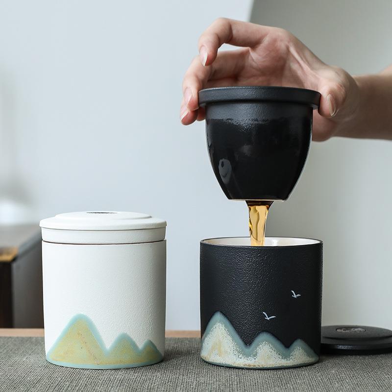 一壶一杯陶瓷泡茶杯旅行茶具套装一人饮快客杯便捷式小号办公杯子